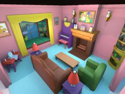 The Simpsons House Living Room 3D Low-poly 3D model