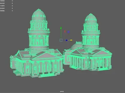 Gendarmenmarkt Berlin  French Cathedral Low-poly 3D model