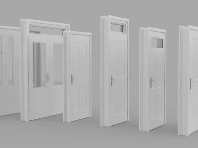 Door Set Stucco Interior and Exterior 3D model