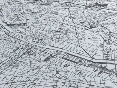 Paris Road Network and Streets 3D model