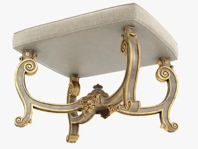 Baroque Style Carved Bench 3D model