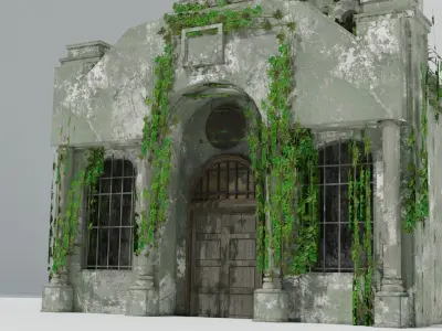 Cathedral church Abandoned old - realistic low poly Low-poly 3D model