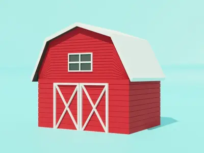 Low Poly House 3D Model barn Low-poly 3D model