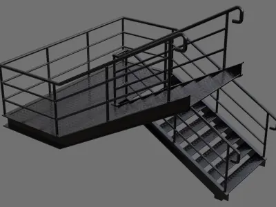Stair 1A Low-poly 3D model