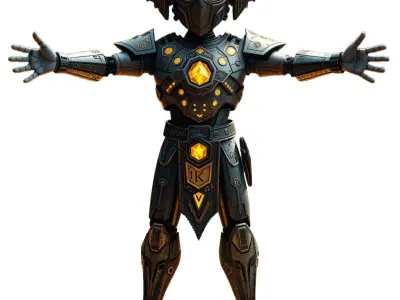 Futuristic Guardian Robot model pack Low-poly 3D model