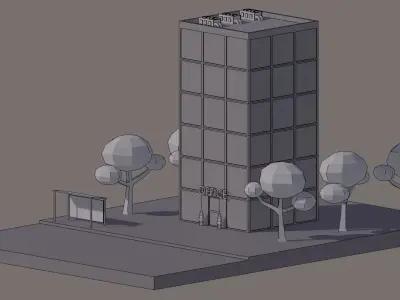 Low Poly Skyscraper Highrise Office Building Low-poly 3D model