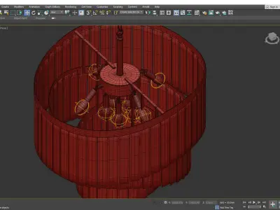SIRIAN modern chandelier in brass Low-poly 3D model