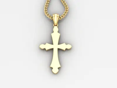 Light Gold 18K Cross Pendant 1CP032 3D print model buy