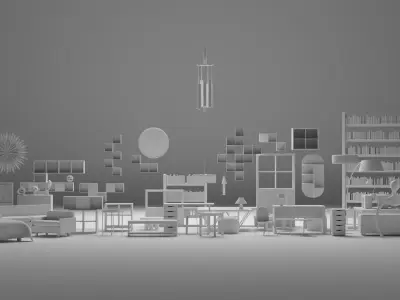 59 Moderne home furniture Pack Low-poly 3D model