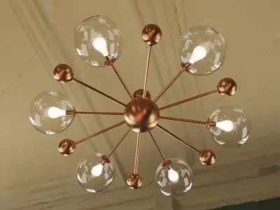 chandelier modern brass ceiling light with glass globes 3D model
