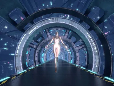 scifi space Corridor  Bridge Tunnel 3D model