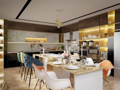 modern kitchen interior scene 3D model