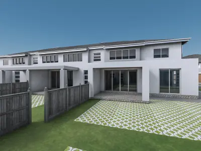 Neighborhood Houses 02 Low-poly 3D model