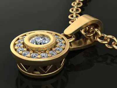Halo Bezel Diamond V Gallery Pendant 3D print model