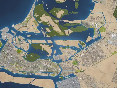 Abu Dhabi and Dubai Low-poly 3D model