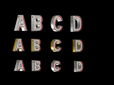 29 LETTERS Ultra light Diamond Alphabet Pendants 3D print model