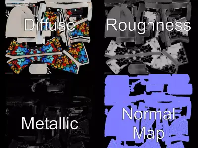 Colorful Stained Glass model pack Low-poly 3D model