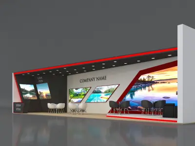 Booth Exhibition Stand Stall 16x4m Height 350 cm 1 Side Open 3D model