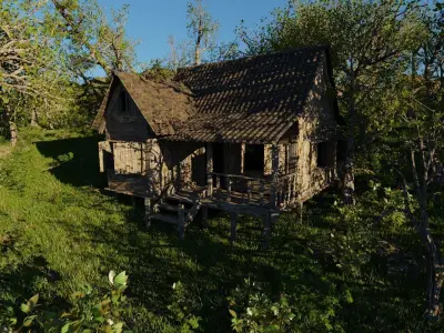Abandoned cabin Scene 3D model