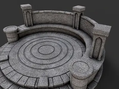 Ancient Circular Stone Platform Altar 1 Low-poly 3D model