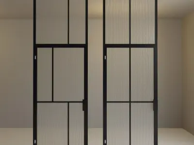 Glass partition door 92 Low-poly 3D model