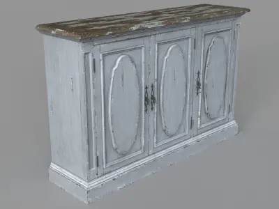 Three Door Media Console 3D model