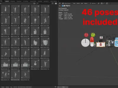 Doctor Black Cartoon Female Character 3D model