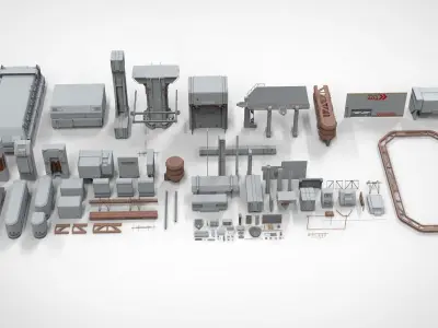 Sci-Fi architecture Elements collection 12 3D model