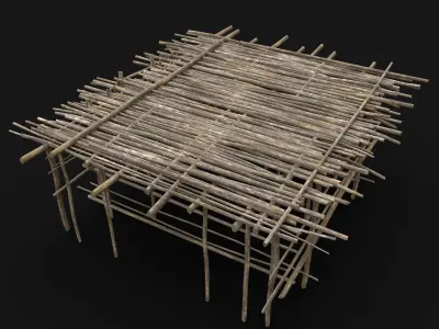 TRIBAL JUNGLE WOODEN PLATFORM CONSTRUCTION BRIDGE PIER AAA Low-poly 3D model