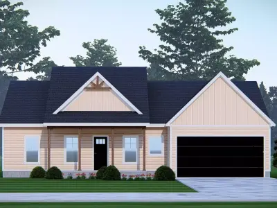 Modern American Farmhouse with Garage 3D Exterior House Model 3D model