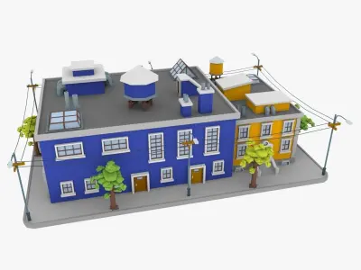 LowPoly City Block02  Low-poly 3D model