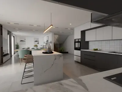 kitchen interior Scene for Sketchup Vray Render 3D model 3D model