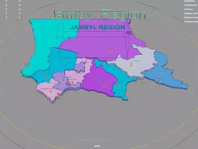 Jambyl Region  Kazakhstan map region geography political 3D model