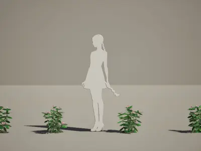 Street Garden in JAPAN - 4 Daphne odora Flower Grass Plant Low-poly 3D model