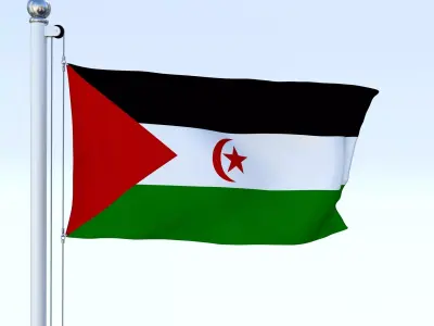 Animated Western Sahara Flag Low-poly 3D model