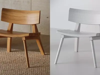 Modern Parota Wood Lounge Chair - 3dsMax  Corona  3D model