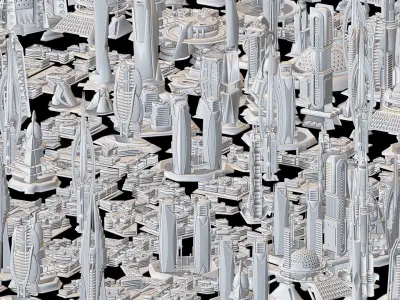 35 Futuristic Buildings VOL 5 Low-poly 3D model