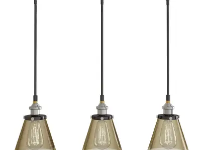Globe three pendant lights with glass shades 3D model