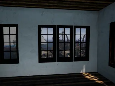 Medieval Harbor Low-poly 3D model