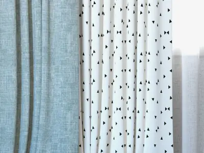 Curtains 10 Curtains with Tulle Alber Panama and Ottoman 3D model