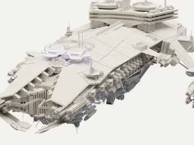 Spaceship Cruiser heavy detailed scifi 3D  3D model