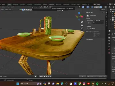 Table and pleats Low-poly 3D model