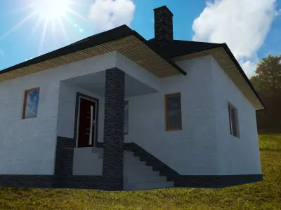 House with shutters Low-poly 3D model