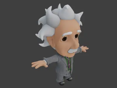 Cartoon Albert Einstein Not Rigged 3D model