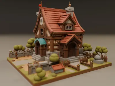 medieval house 3D print model 16