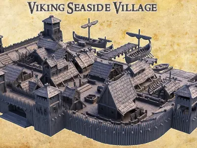 iking Seaside Village - Tabletop Terrain - 28 MM 3D print model