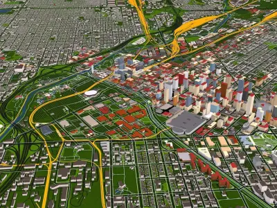Denver City GIS Aug 2020 Low-poly 3D model