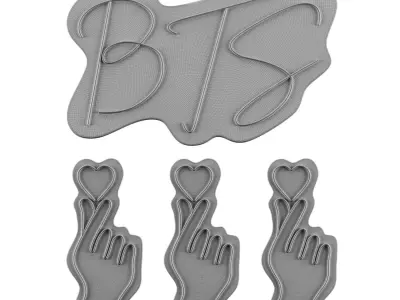 BTS Finger Heart Neon Signs 3D model