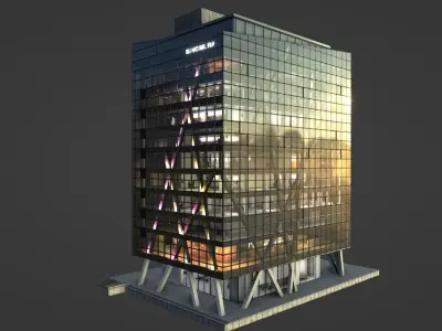 Tokyo Corporate Office Building Low-poly 3D model
