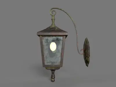Old Rusted Outdoor Wall Lamp Low-poly 3D model buy